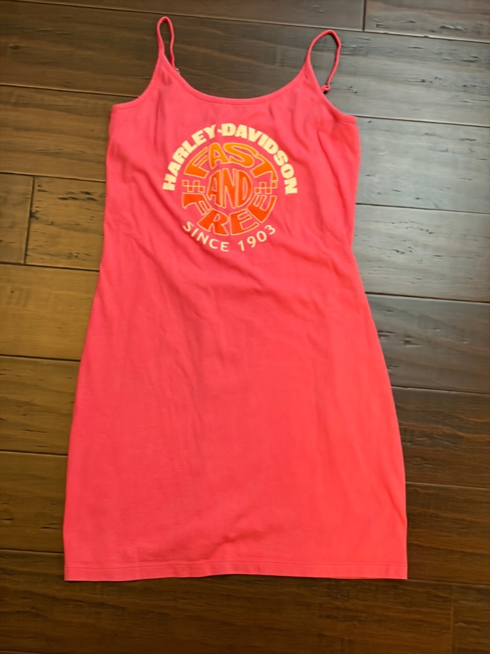 Harley-Davidson Hot Pink Spaghetti Strap Tank Dress bodycon sexy summer moto 90s